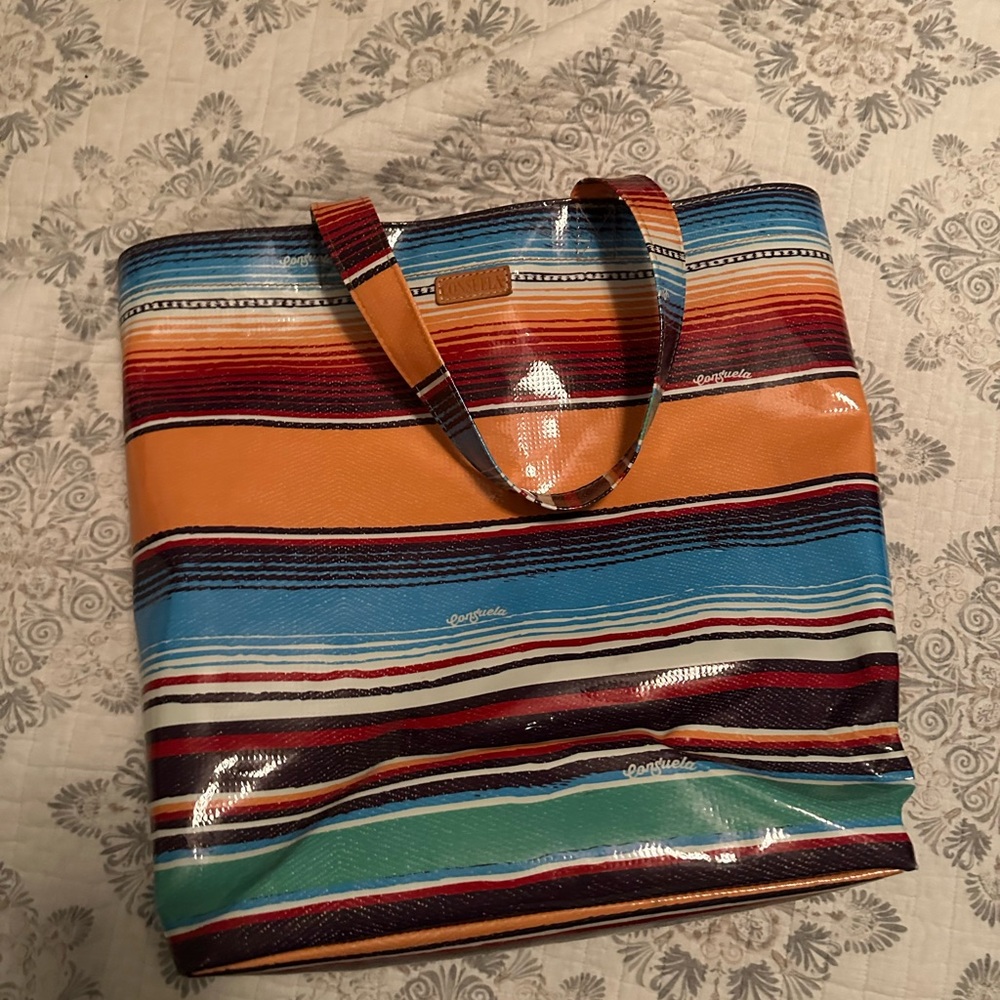 Consuela Orange and Blue Shoulder Bag Vibrant Stripes